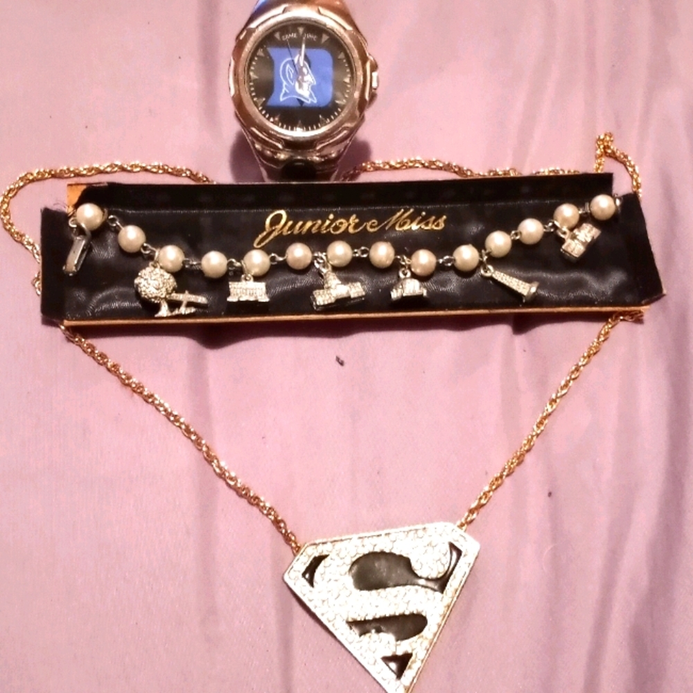 Dc bracelet superman neckless and gm tm watch